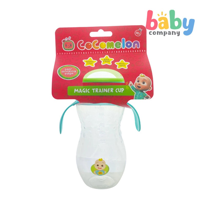 Cocomelon 360-Degree 14 Oz Magic Trainer Cup with Handle – Blue