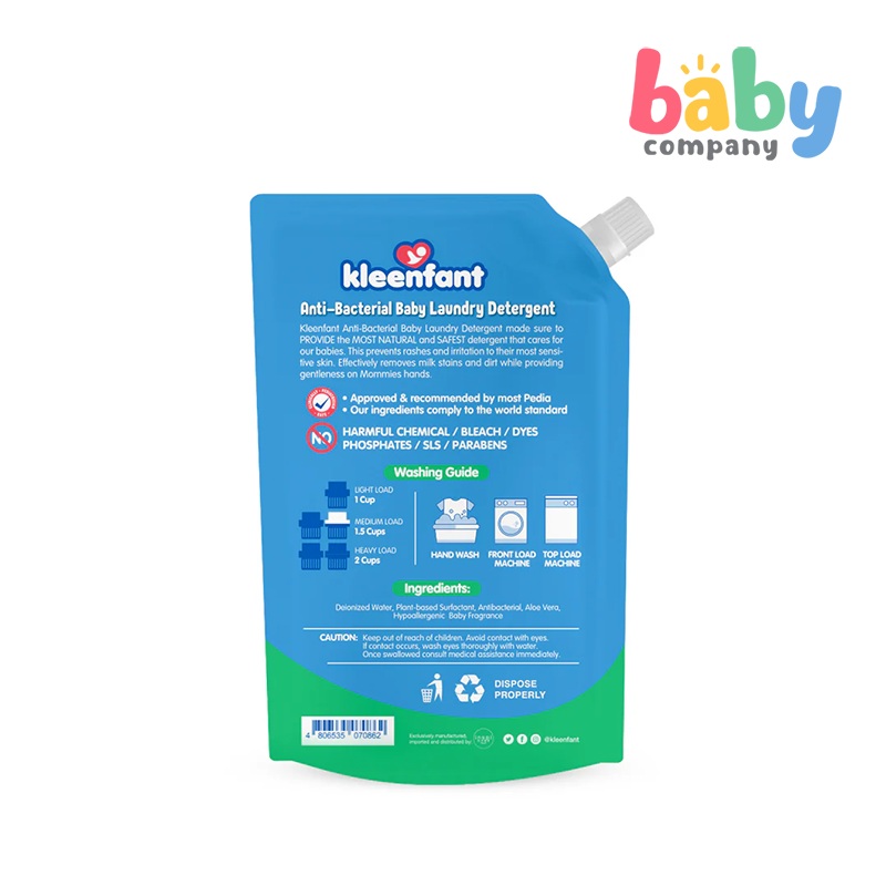 Kleenfant Anti-Bacterial Baby Laundry Detergent – 1100ml, Refill Pack