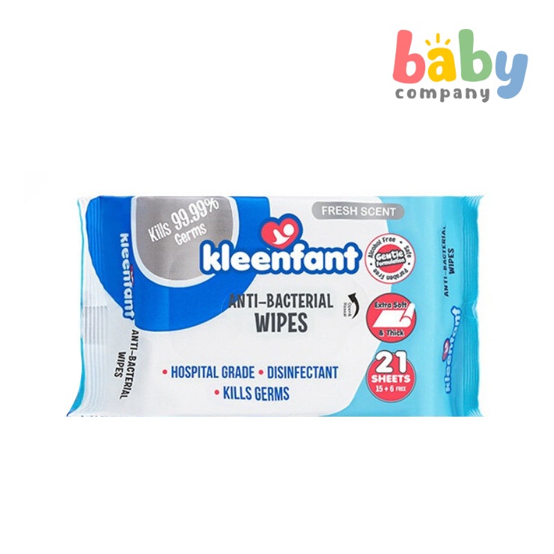 Kleenfant Anti-Bacterial Wipes – 21 Sheets x Pack of 5