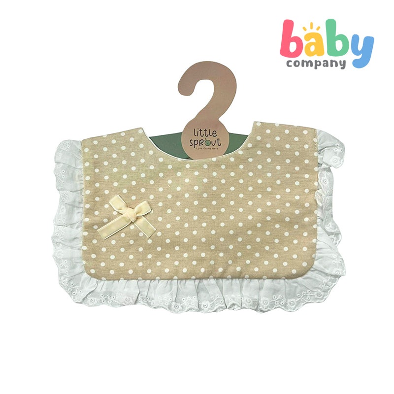 Little Sprout Square Lace Bib – Brown and White Polka Dot
