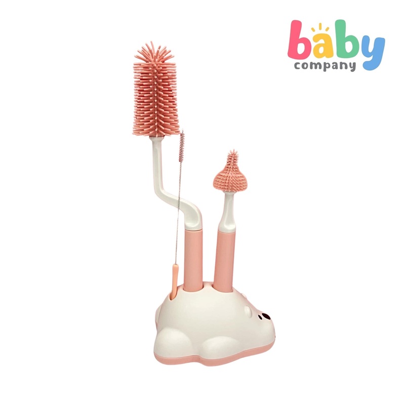 Mom & Baby 3pc Silicone Brush Set – Bear Coral