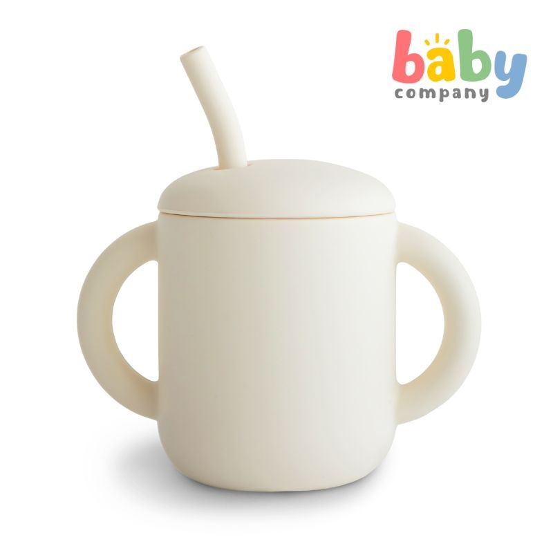 Mushie Silicone Training Cup + Straw – Ivory