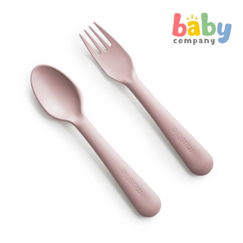 Mushie Spoon and Fork Set – Blush