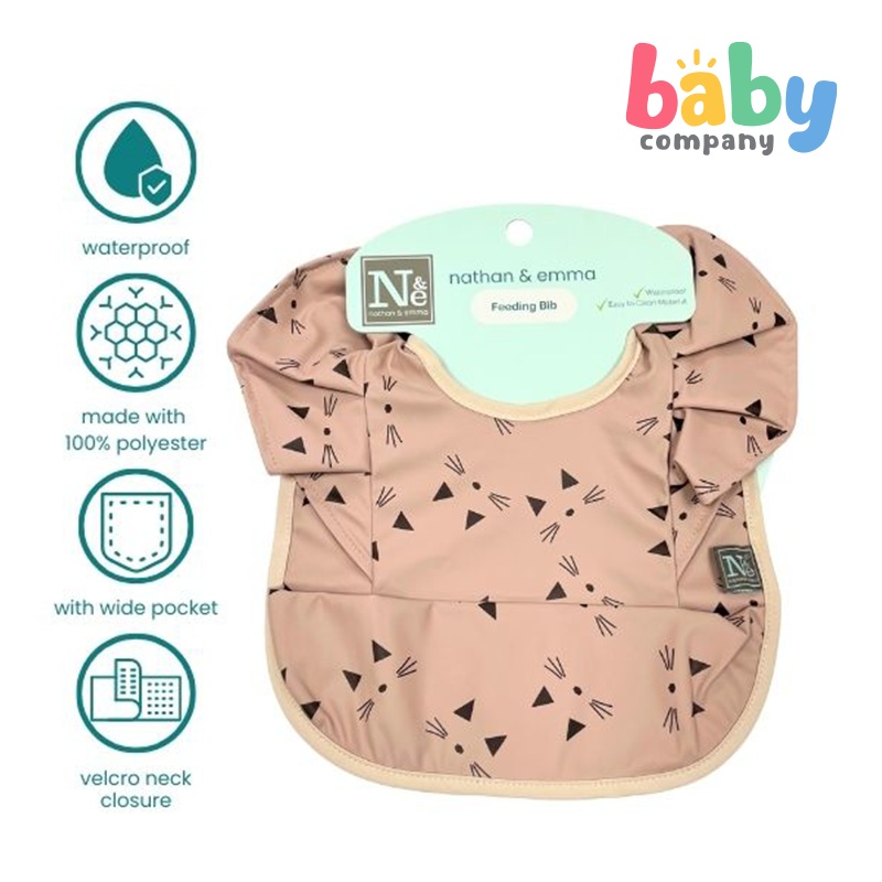 Nathan & Emma Ruffled Feeding Bib – Pink Kitty