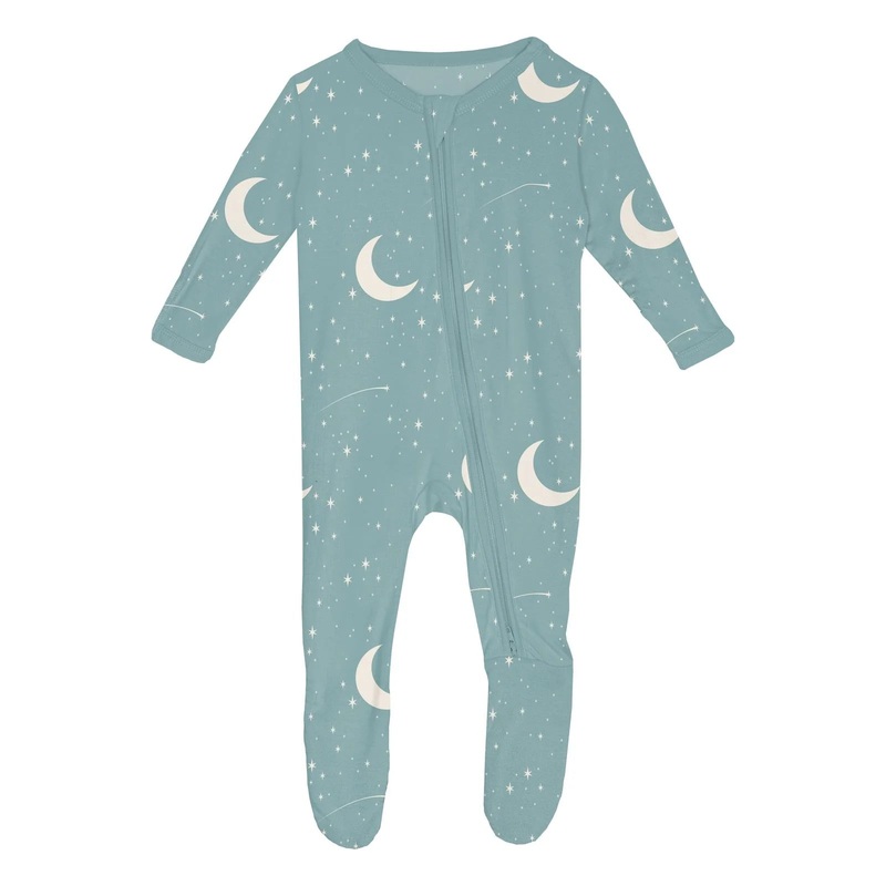 Kickee Pants Footie 2 Way Zipper – Jade Starry Sky & Moon
