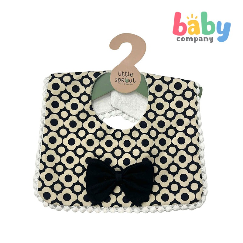 Little Sprout Polka Dot Square Bib – Black and Cream