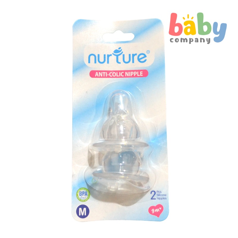 Nurture Narrow Neck Anti-Colic Nipple, Medium – Pack of 2