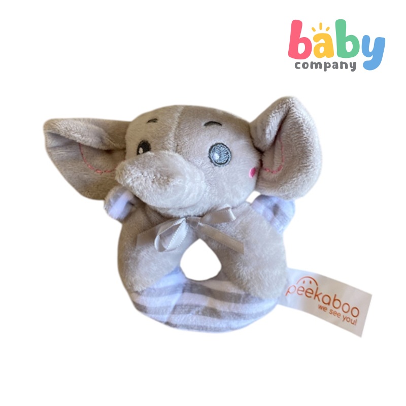 Peekaboo Round Rattle Toy – Elephant, Gray
