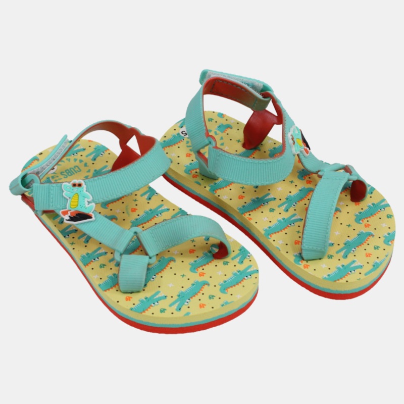 Baby Girls Rubber Sandal  Aqua with Crocodile Print