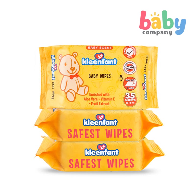 Kleenfant Baby Scent Scented Baby Wipes – 35 sheets x Pack of 3
