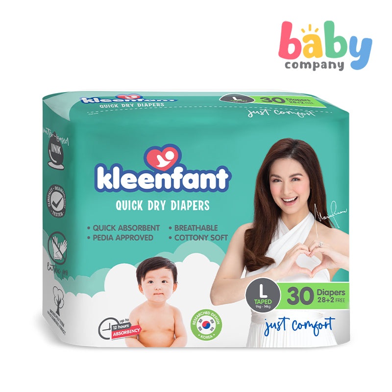 Kleenfant Quick Dry Taped Diaper – Large, 30 Pads