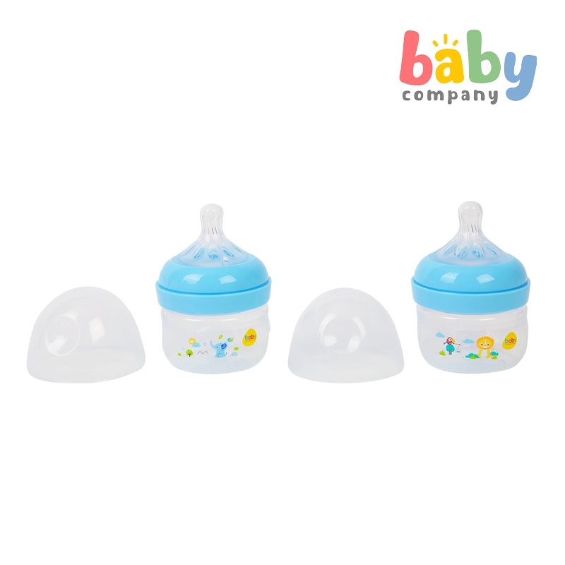 Mom & Baby Wide-Neck Feeding Bottle 2oz – Blue, Pack of 2