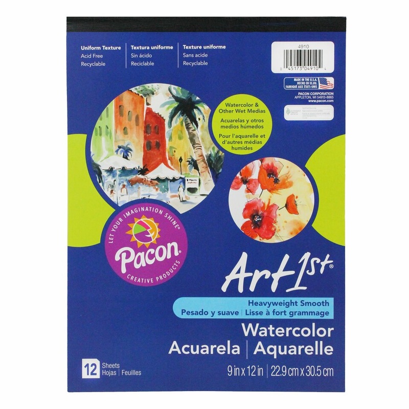 Watercolor Pad, 9″W x 12″H, 12 Sheets/Pad