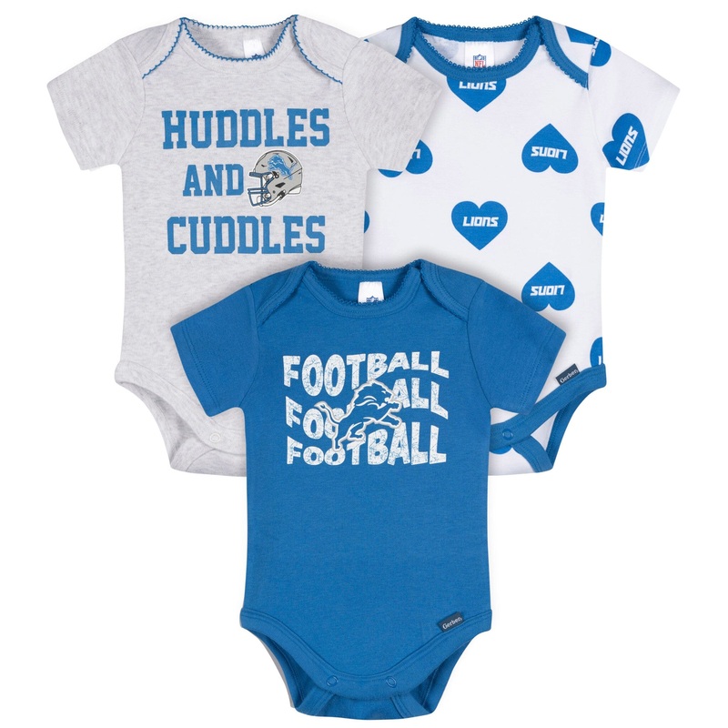 3-Pack Baby Girls Detroit Lions Bodysuit Set