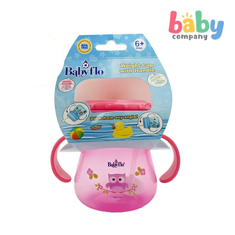 Babyflo Weighted Cup with Handle Pink