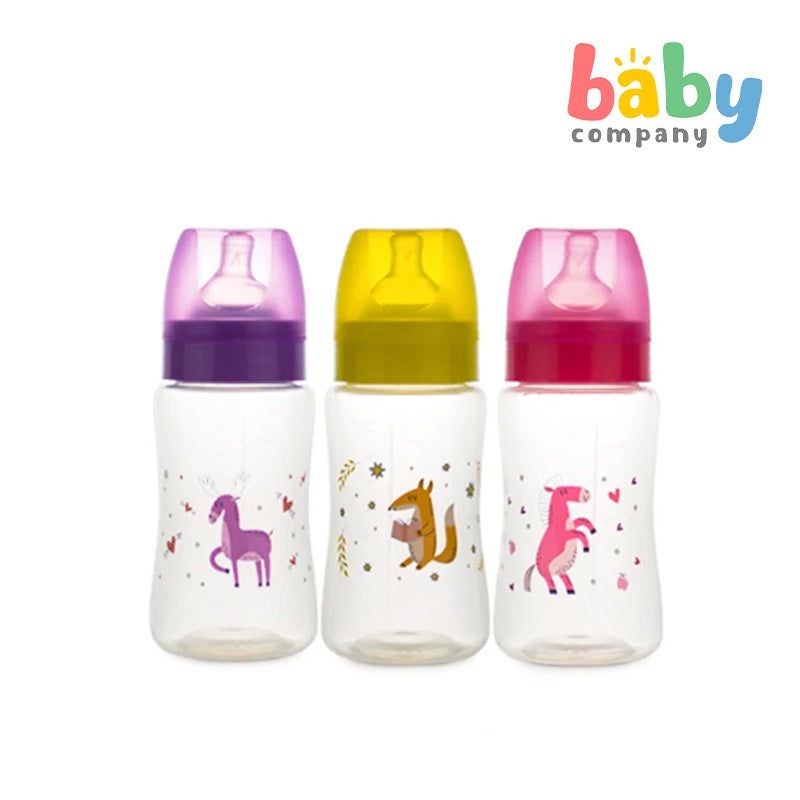 Coral Babies Wide-Neck Feeding Bottles – 8oz, Pack of 3 Pink