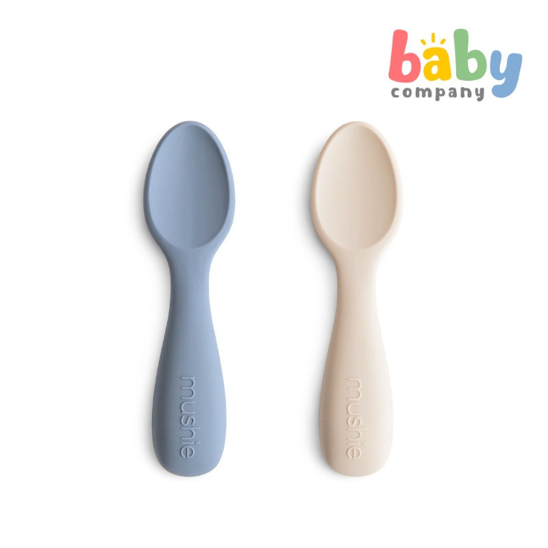 Mushie 2-Pack Silicone Toddler Starter Spoons – Tradewinds/Shifting Sand