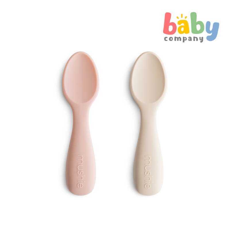 Mushie Toddler Starter Spoons 2-Pack – Blush/Shifting Sand
