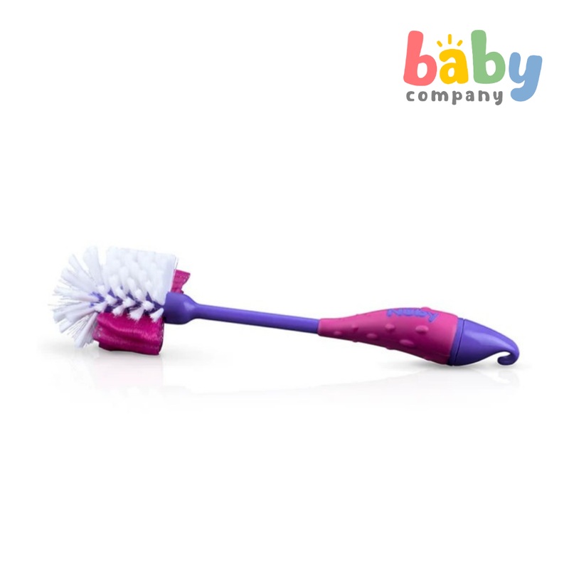 Nuby 2-in-1 Bottle & Nipple Cleaning Brush 0m+ – Purple and Pink