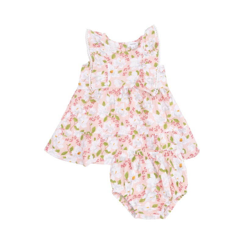 Picot Trim Edged Dress and Diaper Cover