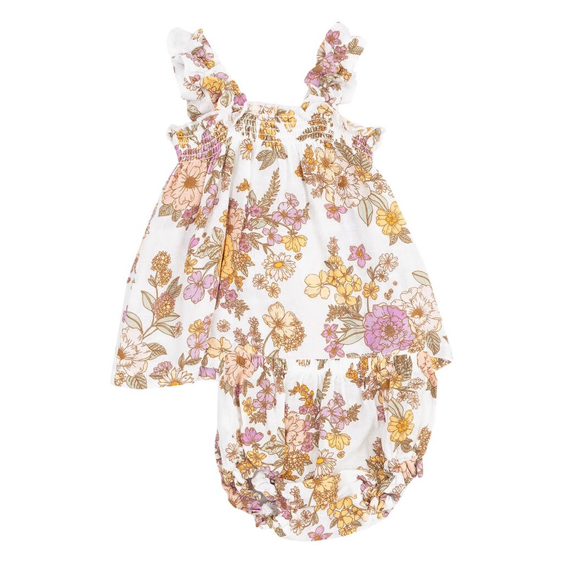 Ruffly Strap Top and Bloomer Set Floral