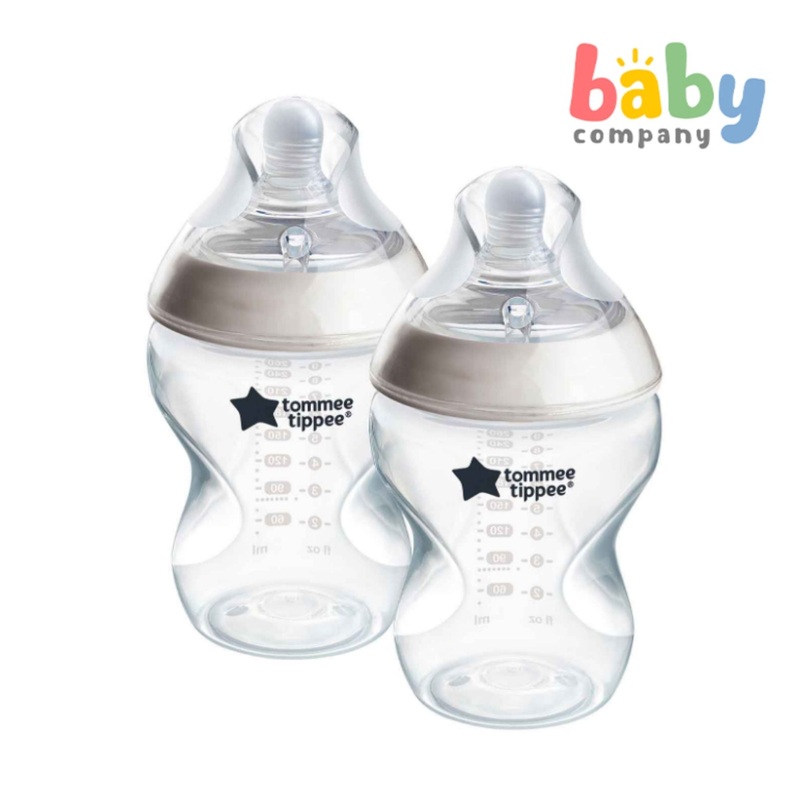 Tommee Tippee Natural Start PP Bottle Pack of 2 – 260ml, Clear