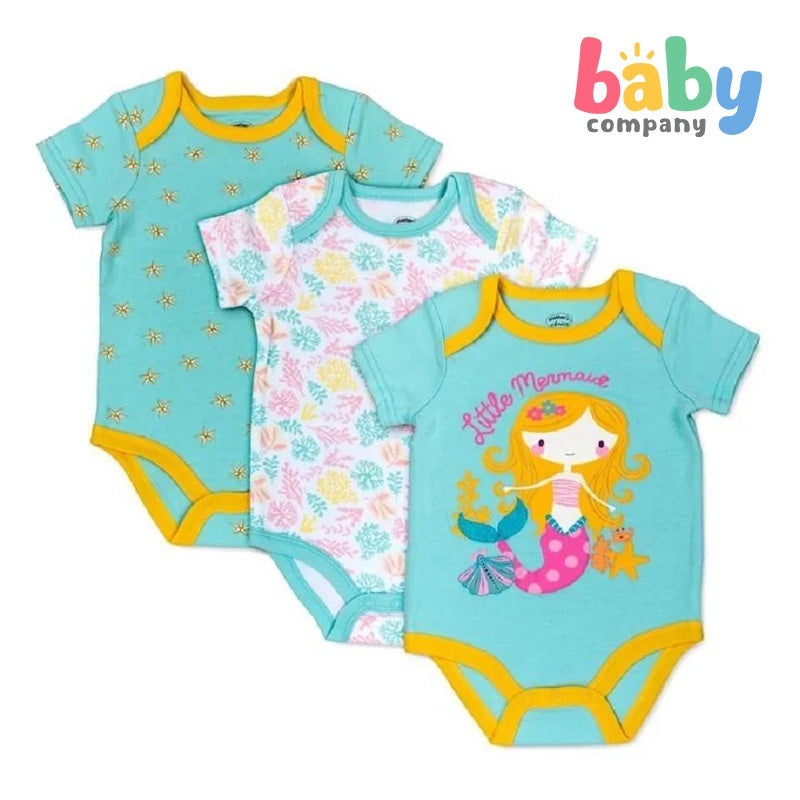 Mother’s Choice 3Pcs Bodysuit Set, Little Mermaid 0-3 Months