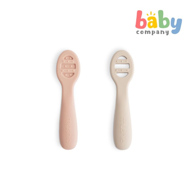 Mushie First Feeding Baby Spoons 2 pack – Blush/ Shifting Sand