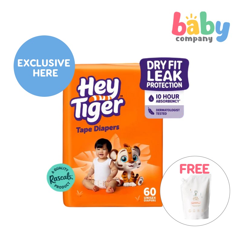 2 Packs of Hey Tiger Tape Jumbo Medium + FREE Little Dragon Calm Baby Wash Refill