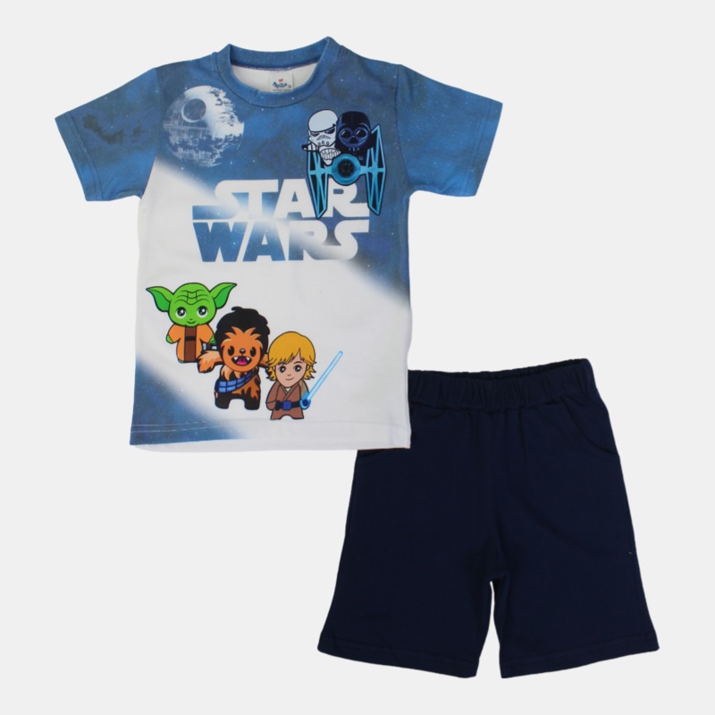 Boys Cotton Short-Sleeved Pajama Set  “Star Wars” Design