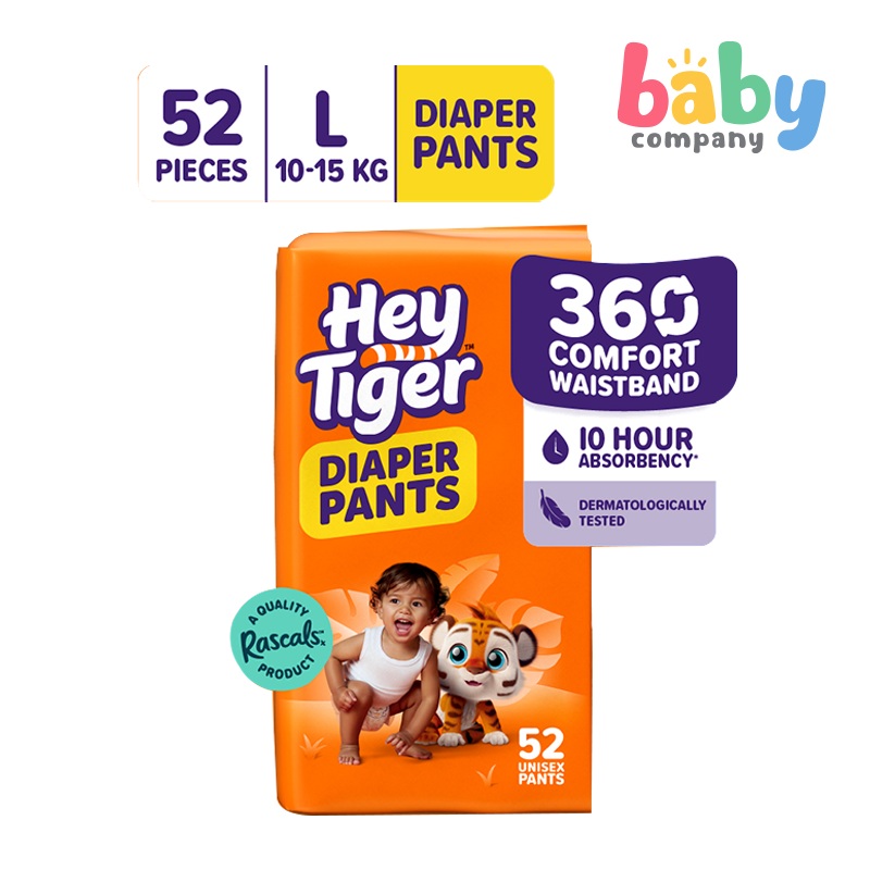 Hey Tiger Active Diaper Pants, Jumbo Pack – Large, 52 pads