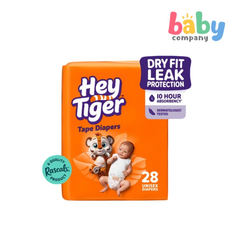 Hey Tiger Comfy Tape Diapers, Convenience Pack – Newborn 24 pads