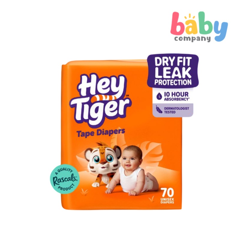 Hey Tiger Comfy Tape Diapers, Jumbo Pack – Small 76 Pads