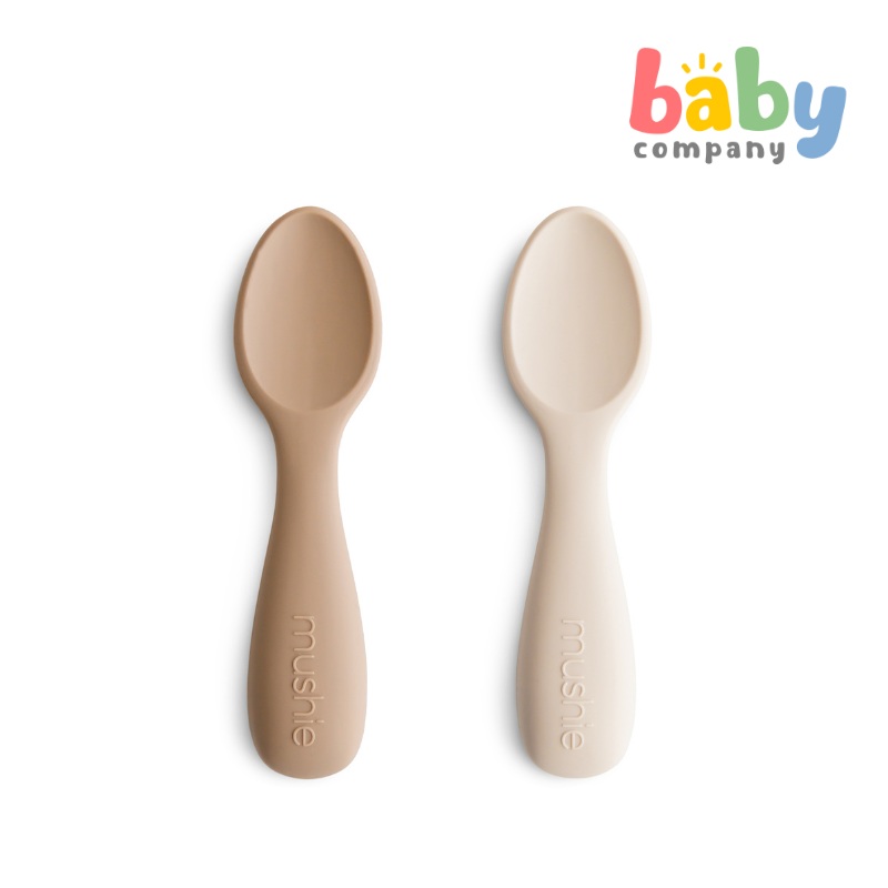 Mushie Toddler Starter Spoons 2-Pack – Natural/Shifting Sand