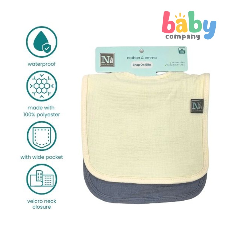 Nathan & Emma Muslin Bib – Gray & Cream White