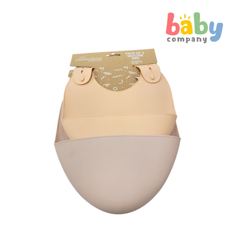 Peekaboo Silicone Bib Pack of 2 Salmon