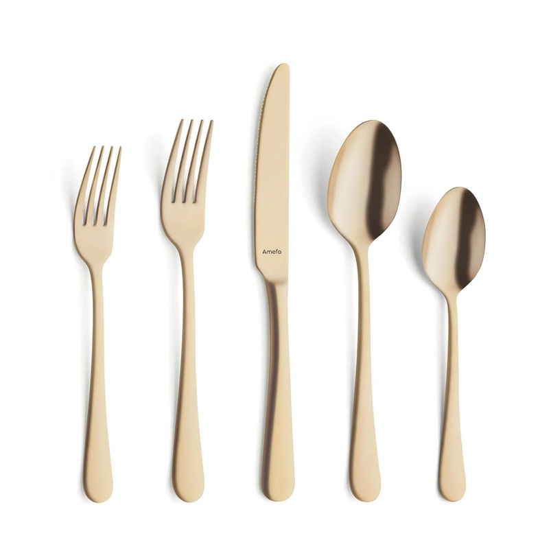 Amefa 20-Piece Austin Flatware Set – Matte Gold