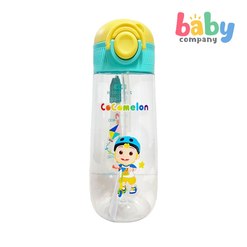 Cocomelon Straw Sports Water Bottle with Strap Handle  Blue