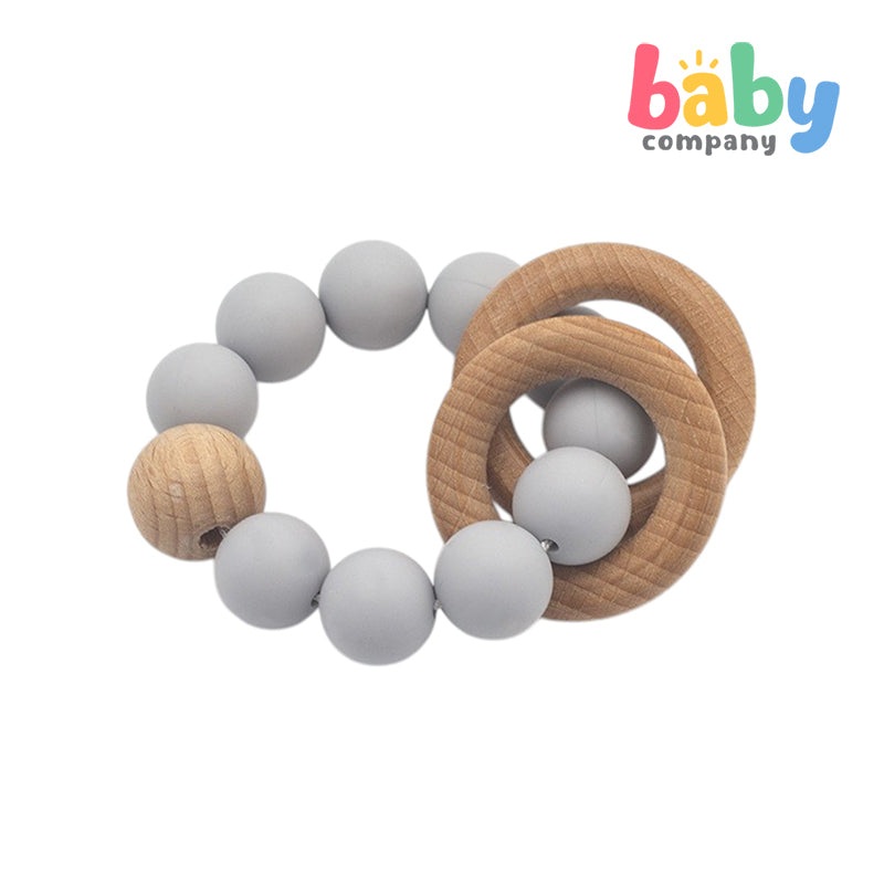 Erduo Wooden Silicone Teether Toy – Light gray