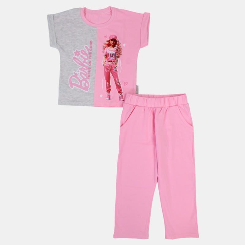 Girls Barbie Short-Sleeved Pajama Set  Cotton