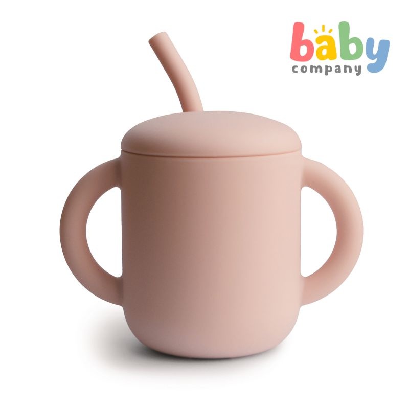 Mushie Silicone Training Cup + Straw – Blush