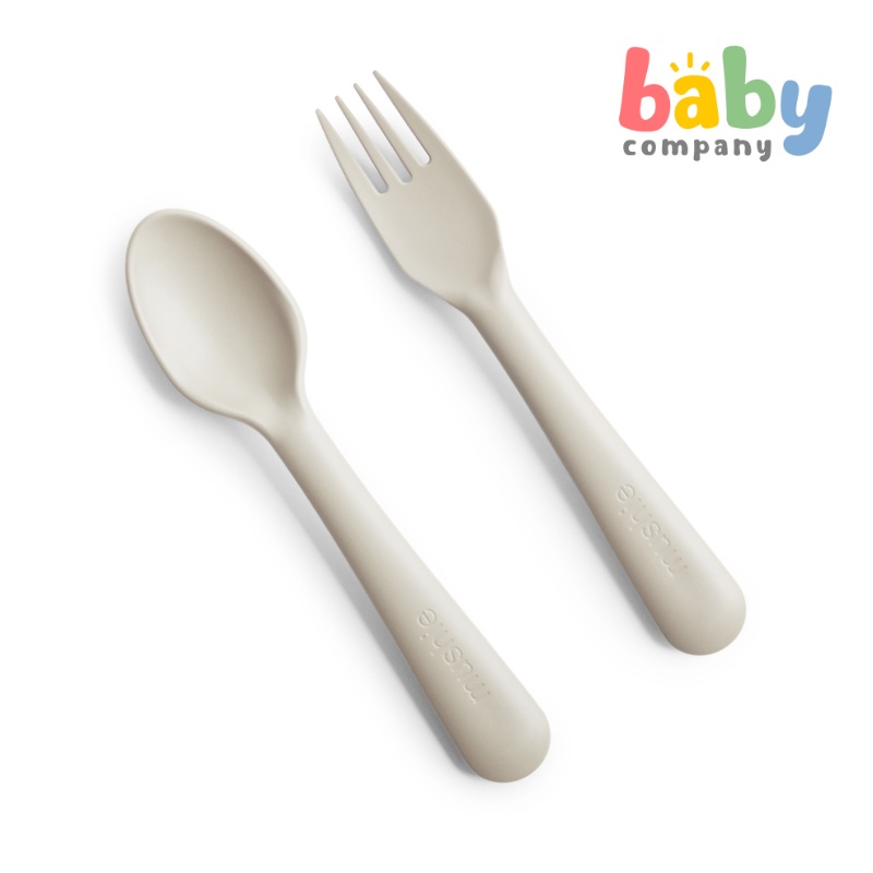Mushie Spoon and Fork Set – Ivory
