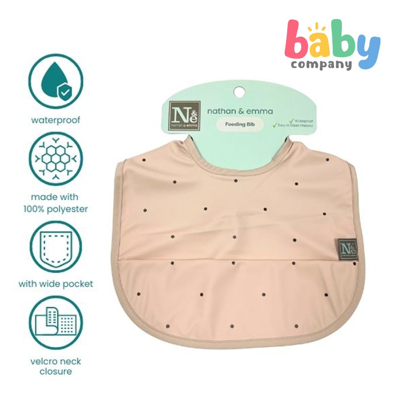 Nathan & Emma Sleeveless Feeding Bib – Pink with Dots
