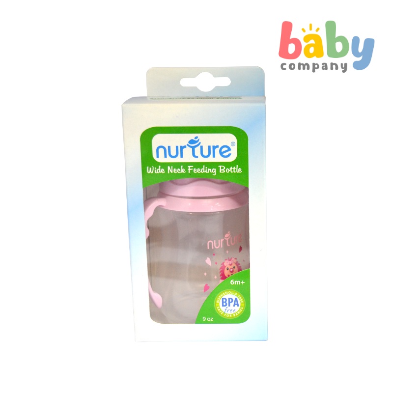 Nurture Wide-Neck Feeding Bottle 9oz Pink