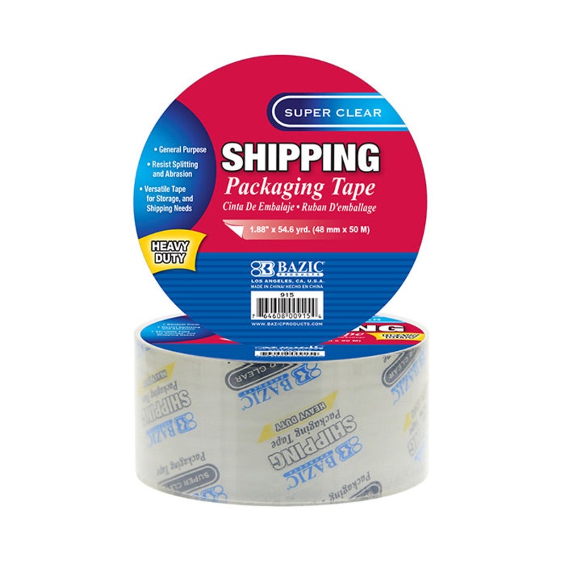 BAZIC 1.88″ x 54.6 Yards Super Clear Heavy Duty Shipping Packaging Tape