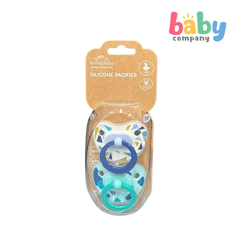 Mom & Baby Silicone Pacifier Pack of 2 – Blue and White