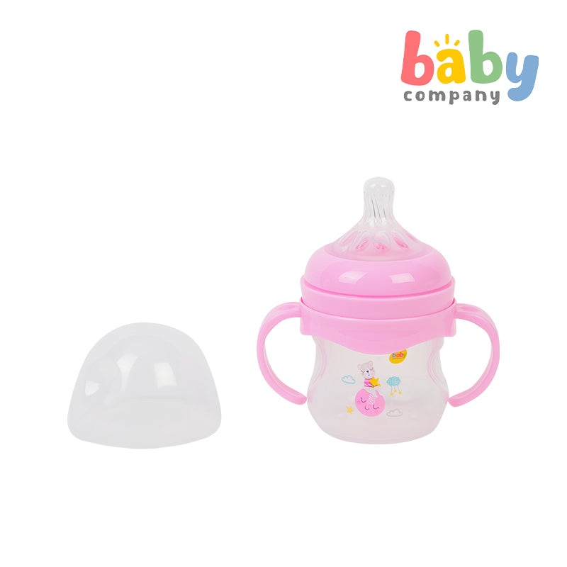 Mom & Baby Wide-Neck Feeding Bottle with Handle 4oz – Pink