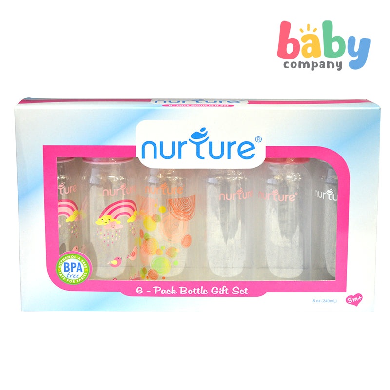 Nurture Feeding Bottle Gift Set 6-Pack Pink