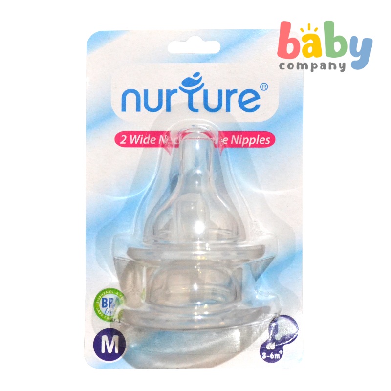 Nurture Wide-Neck Silicone Nipple, Medium – Pack of 2