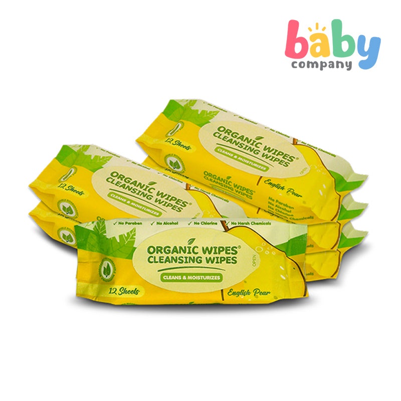 Organic Baby Wipes Cleansing Wipes English Pear Pack of 6 – 12s per pack